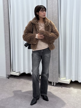 「ファーコート」｜「アイテム（ジャケット/アウター）」を使った、𝐑𝐈𝐎さん（レディース・163cm）の秋コーディネート