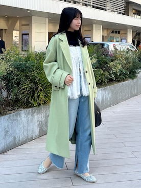 「FREE'S MART（フリーズマート）のアイテム（チェスターコート）」を使った、𝐑𝐈𝐎さん（レディース・163cm）の冬コーディネート