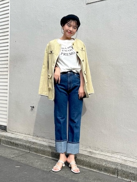 「FREE'S MART（フリーズマート）のアイテム（ノーカラージャケット）」を使った、𝐑𝐈𝐎さん（レディース・163cm）の夏コーディネート
