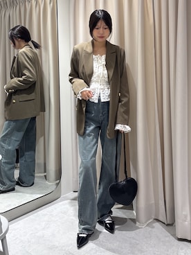 「FREE'S MART（フリーズマート）のアイテム（パンツ）」を使った、𝐑𝐈𝐎さん（レディース・163cm）の春コーディネート