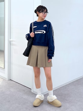 「キュロット」｜「アイテム（スウェット）」を使った、𝐑𝐈𝐎さん（レディース・163cm）の秋コーディネート