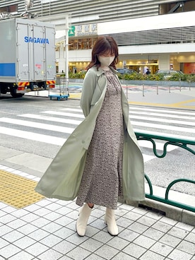 「ほめられ本命コーデ」｜「アイテム（トレンチコート）」を使った、𝐑𝐈𝐎さん（レディース・163cm）の冬コーディネート