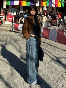 「FREE'S MART（フリーズマート）のアイテム（ブルゾン）」を使った、𝐑𝐈𝐎さん（レディース・163cm）の冬コーディネート