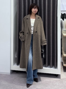 「アイテム（チェスターコート）」を使った、𝐑𝐈𝐎さん（レディース・163cm）の秋コーディネート