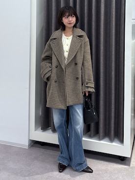「アイテム（ピーコート）」を使った、𝐑𝐈𝐎さん（レディース・163cm）の秋コーディネート