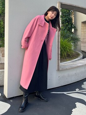 「重ね着ベストシーズン」｜「アイテム（チェスターコート）」を使った、𝐑𝐈𝐎さん（レディース・163cm）の秋コーディネート