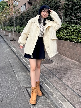 「モンスターパーカー」｜「アイテム（ブーツ）」を使った、𝐑𝐈𝐎さん（レディース・163cm）の秋コーディネート