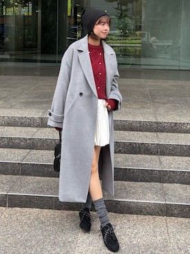 「アイテム（チェスターコート）」を使った、𝐑𝐈𝐎さん（レディース・163cm）の秋コーディネート