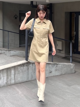 「FREE'S MART（フリーズマート）の◆配色ステッチジップ使いミニワンピース（ワンピース）」を使った、𝐑𝐈𝐎さん（レディース・163cm）の春コーディネート