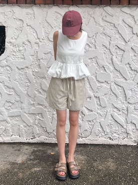 「ショートパンツ」｜𝐑𝐈𝐎さん（骨格ストレート・レディース・163cm）の夏コーディネート