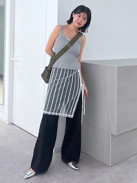 「ラップスカート」｜𝐑𝐈𝐎さん（レディース・163cm）の夏コーディネート