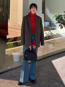 「アイテム（テーラードジャケット）」を使った、𝐑𝐈𝐎さん（レディース・163cm）の秋コーディネート