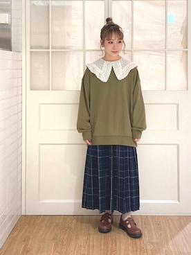 「レース衿」｜Misaki Makiさん（レディース・149cm）の秋コーディネート