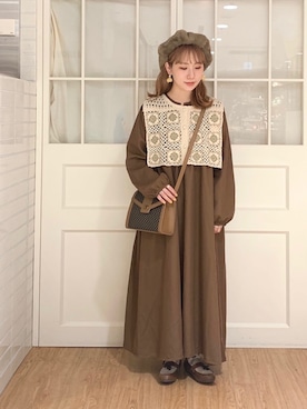 「スタッフセンバツ」｜「アイテム（ハンチング/ベレー帽）」を使った、Misaki Makiさん（レディース・149cm）の秋コーディネート