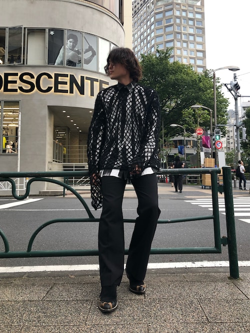 john lawrence sullivan ブラック　メッシュ　セーター JOHNLAWRENCESULLIVAN - ZIPPED FISHERMAN KNIT SWEATER