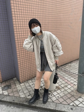 「kastane_ootd」｜「アイテム（ブルゾン）」を使った、hadukiさん（レディース・153cm）の冬コーディネート