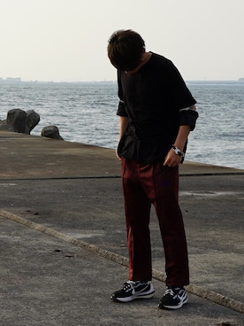 「海」｜「アイテム（スウェットパンツ）」を使った、Kousukeさん（メンズ・170cm）の夏コーディネート