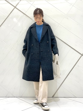 「アーバンリサーチドアーズ」｜「アイテム（チェスターコート）」を使った、井上　裕美さん（レディース・158cm）の秋コーディネート