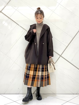 「アイテム（その他アウター、ブラウン系）」を使った、イノウエ ユミさん（レディース・158cm）の秋コーディネート