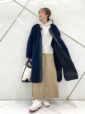 「FORK&SPOON」｜「アイテム（ノーカラージャケット）」を使った、井上　裕美さん（レディース・158cm）の秋コーディネート