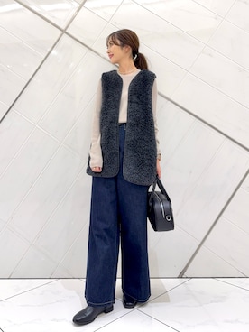 「アイテム（テーラードジャケット）」を使った、井上　裕美さん（レディース・158cm）の秋コーディネート