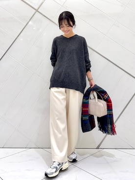 「アイテム（ダウンジャケット/コート）」を使った、井上　裕美さん（レディース・158cm）の秋コーディネート