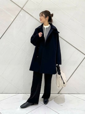 「doors」｜「アイテム（ピーコート）」を使った、井上　裕美さん（レディース・158cm）の秋コーディネート