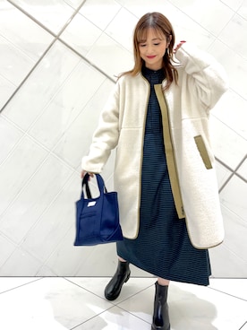 「FORK&SPOON」｜「アイテム（ノーカラージャケット）」を使った、井上　裕美さん（レディース・158cm）の秋コーディネート