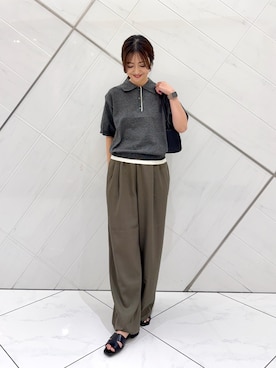 「アイテム（ポロシャツ）」を使った、井上　裕美さん（レディース・158cm）の夏コーディネート