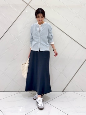 「FORK&SPOON（フォークアンドスプーン）のFORK&SPOON　ヴィンテージツイルスカート（スカート、ブルー系）」を使った、井上　裕美さん（レディース・158cm）の春コーディネート