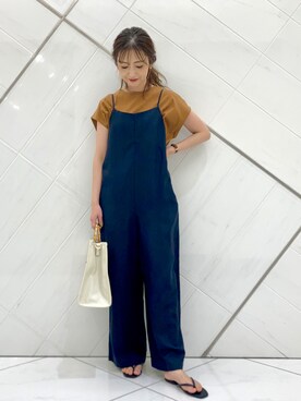 「RODE SKO」｜「アイテム（オールインワン・サロペット）」を使った、イノウエ ユミさん（レディース・158cm）の夏コーディネート