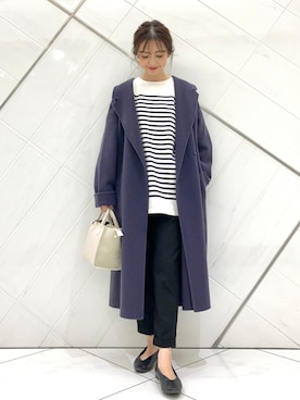 「アーバンリサーチドアーズ」｜「アイテム（チェスターコート）」を使った、井上　裕美さん（レディース・158cm）の秋コーディネート