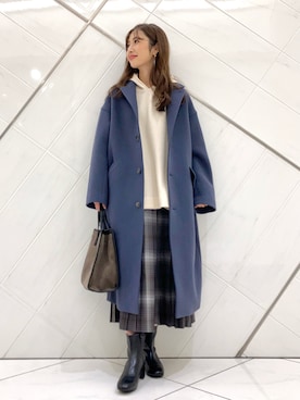 「アーバンリサーチドアーズ」｜「アイテム（チェスターコート）」を使った、井上　裕美さん（レディース・158cm）の秋コーディネート