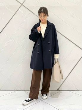 「URBAN RESEARCH DOORS（アーバンリサーチドアーズ）のウールリバーテーラードコート（その他アウター）」を使った、井上　裕美さん（レディース・158cm）の秋コーディネート