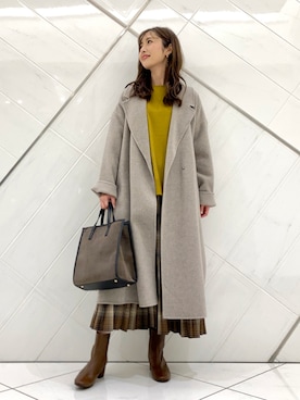 「アーバンリサーチドアーズ」｜「アイテム（チェスターコート）」を使った、井上　裕美さん（レディース・158cm）の秋コーディネート