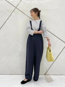「骨格ウェーブ」｜「アイテム（オールインワン・サロペット）」を使った、井上　裕美さん（レディース・158cm）の夏コーディネート