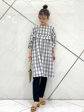 「ミニワンピ」｜井上　裕美さん（レディース・158cm）の夏コーディネート