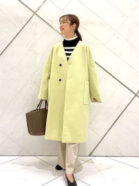 「FORK&SPOON」｜「アイテム（ノーカラージャケット）」を使った、井上　裕美さん（レディース・158cm）の秋コーディネート