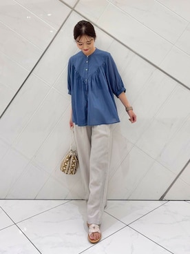 「URBAN RESEARCH DOORS（アーバンリサーチドアーズ）のアイテム（シャツ/ブラウス）」を使った、イノウエ ユミさん（レディース・158cm）の夏コーディネート