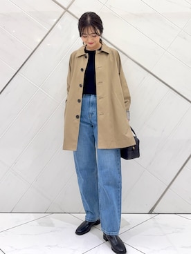 「アイテム（ステンカラーコート）」を使った、井上　裕美さん（レディース・158cm）の秋コーディネート