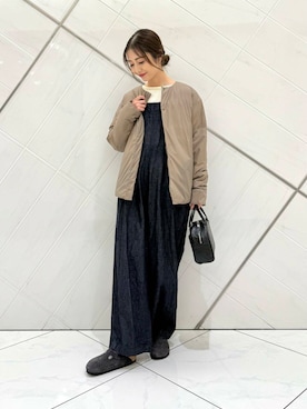 「骨格ウェーブ」｜「アイテム（オールインワン・サロペット）」を使った、井上　裕美さん（レディース・158cm）の秋コーディネート