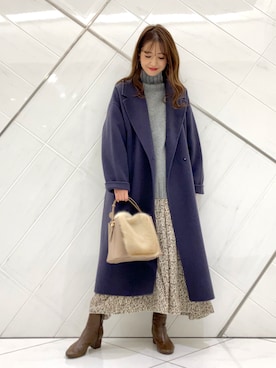 「アーバンリサーチドアーズ」｜「アイテム（チェスターコート）」を使った、井上　裕美さん（レディース・158cm）の秋コーディネート