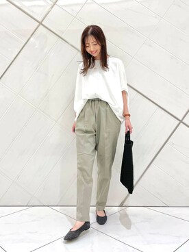 「URBAN RESEARCH DOORS（アーバンリサーチドアーズ）のコクーンシルエットプルオーバー（Tシャツ/カットソー）」を使った、井上　裕美さん（レディース・158cm）の夏コーディネート