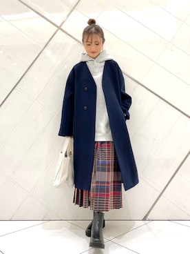 「アイテム（ノーカラージャケット）」を使った、井上　裕美さん（レディース・158cm）の秋コーディネート