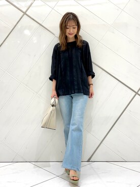 「フレアデニム」｜井上　裕美さん（レディース・158cm）の夏コーディネート