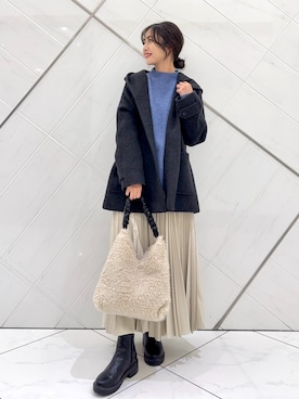 「アイテム（スカート）」を使った、井上　裕美さん（レディース・158cm）の冬コーディネート