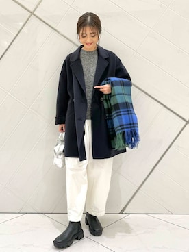 「URBAN RESEARCH DOORS（アーバンリサーチドアーズ）のウールリバーテーラードコート（その他アウター）」を使った、井上　裕美さん（レディース・158cm）の冬コーディネート