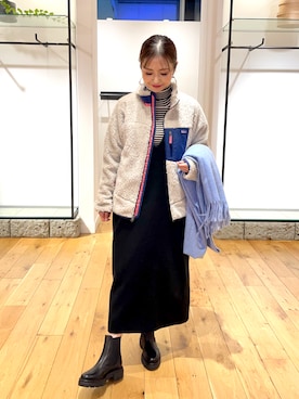 「patagonia」｜「アイテム（ワンピース/ドレス）」を使った、イノウエ ユミさん（レディース・158cm）の冬コーディネート