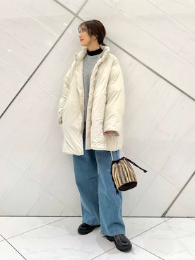 「寒い」｜「アイテム（ブルゾン）」を使った、井上　裕美さん（レディース・158cm）の冬コーディネート