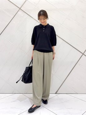 「アイテム（ポロシャツ）」を使った、井上　裕美さん（レディース・158cm）の秋コーディネート